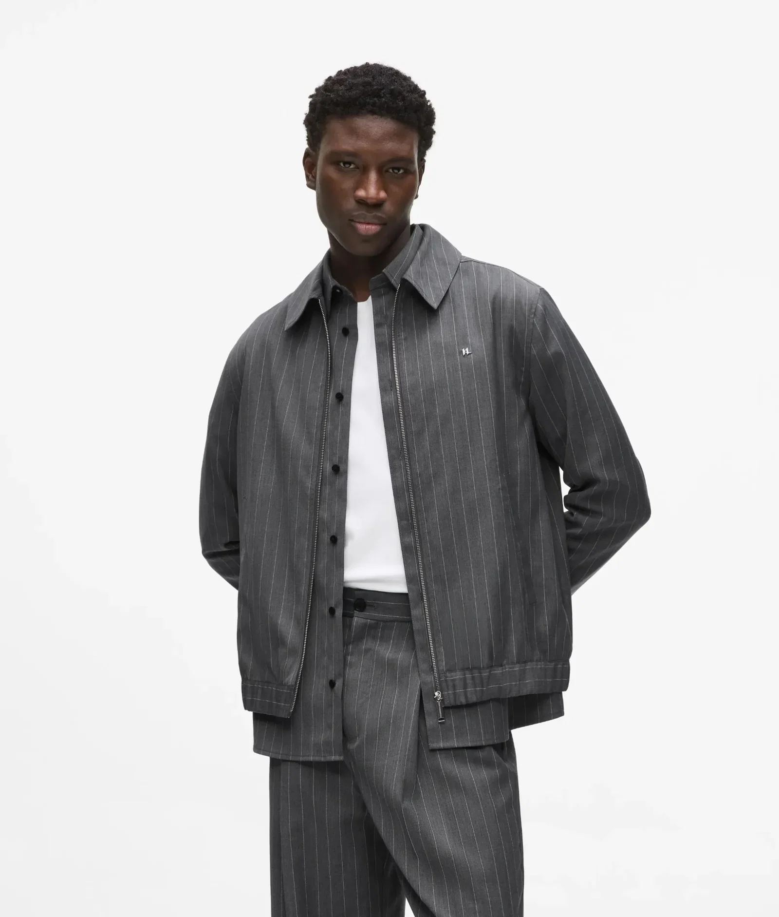 Image of Pinstripe wool blend jacket