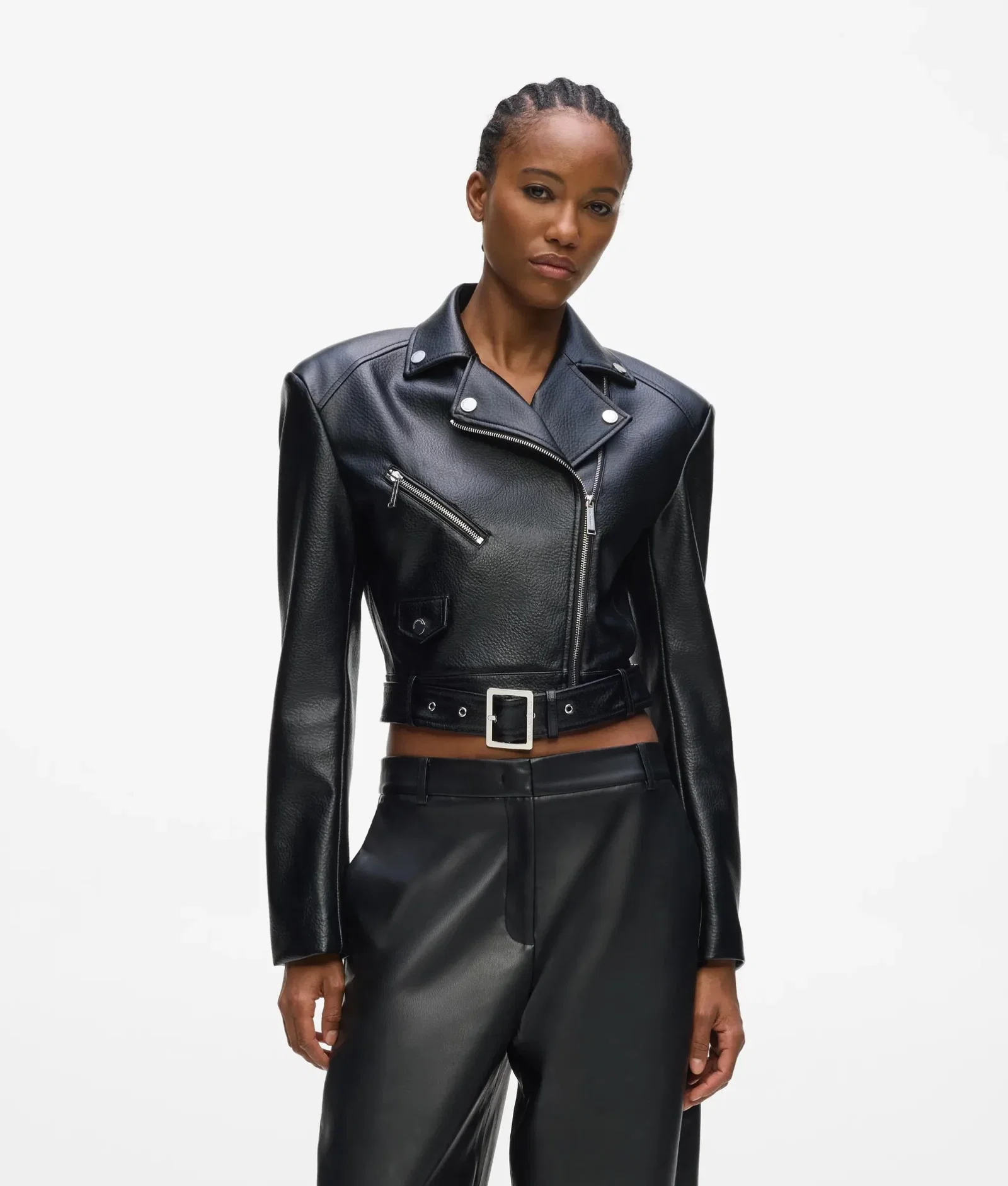 Image of Faux leather biker jacket