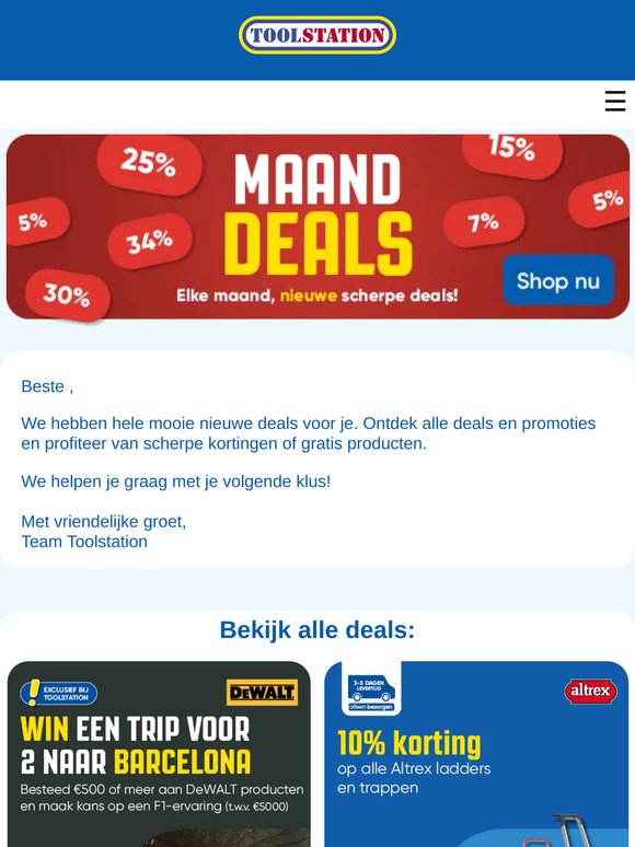 Nieuwe deals bij Toolstation