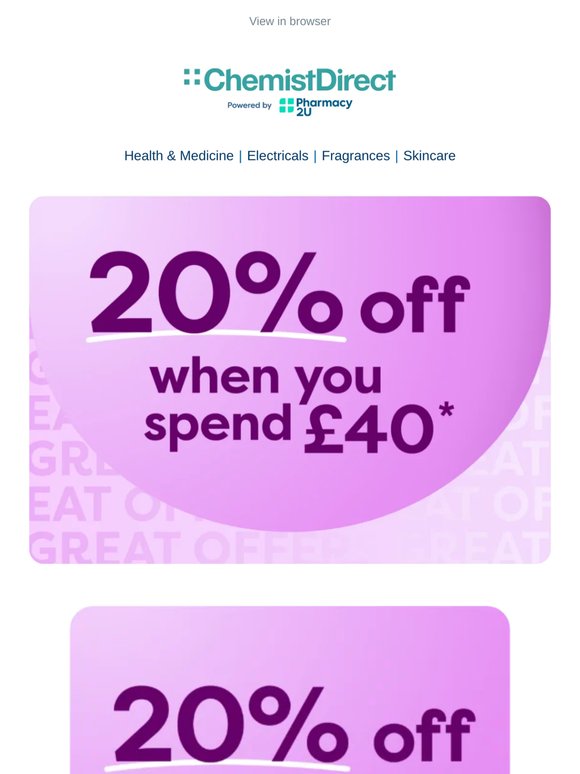 20% off when you spend £40✨