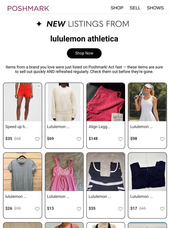 Just In: lululemon athletica at up to 70% off