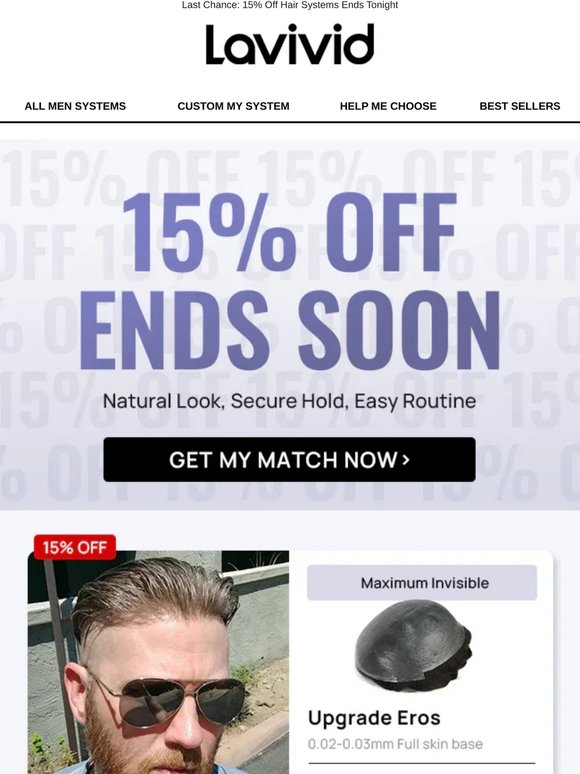 Final Hours to Save 15% on Hair Systems