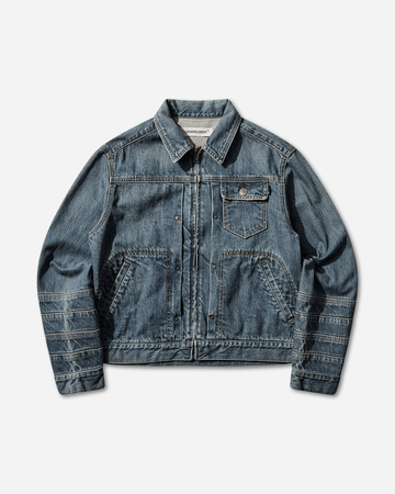 Women's Distressed Denim Zip Jacket Indigo