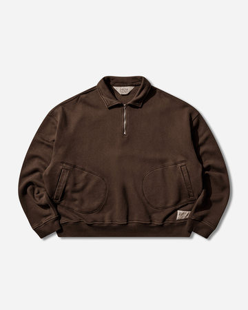 Half Zip Collared Sweatshirt Brown