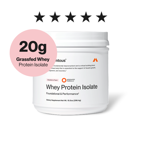 Momentous whey protein isolate. 20g of grassfed whey.