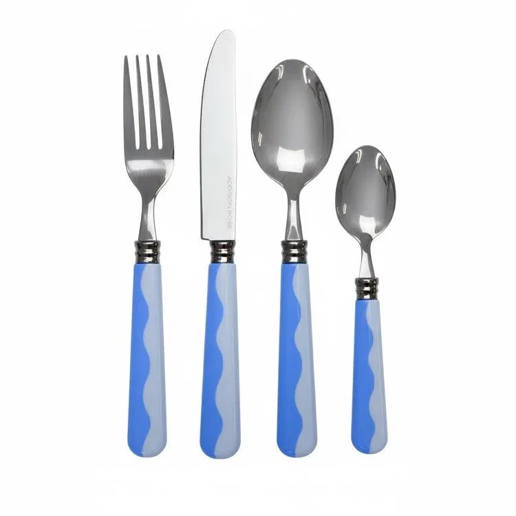 Image of Wave Cutlery - Periwinkle & Pale Blue (16‑Piece Set)