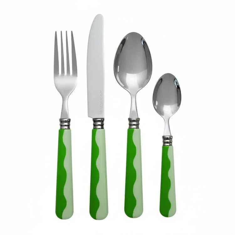 Image of Wave Cutlery - Leaf & Apple Green (16‑Piece Set)
