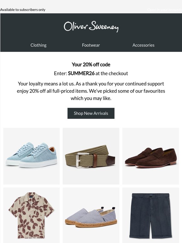 Redeem your 20% off code