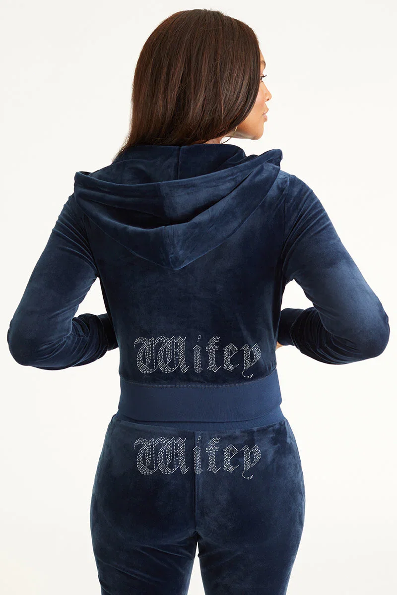 Image of Wifey Customizable Big Bling Velour Hoodie