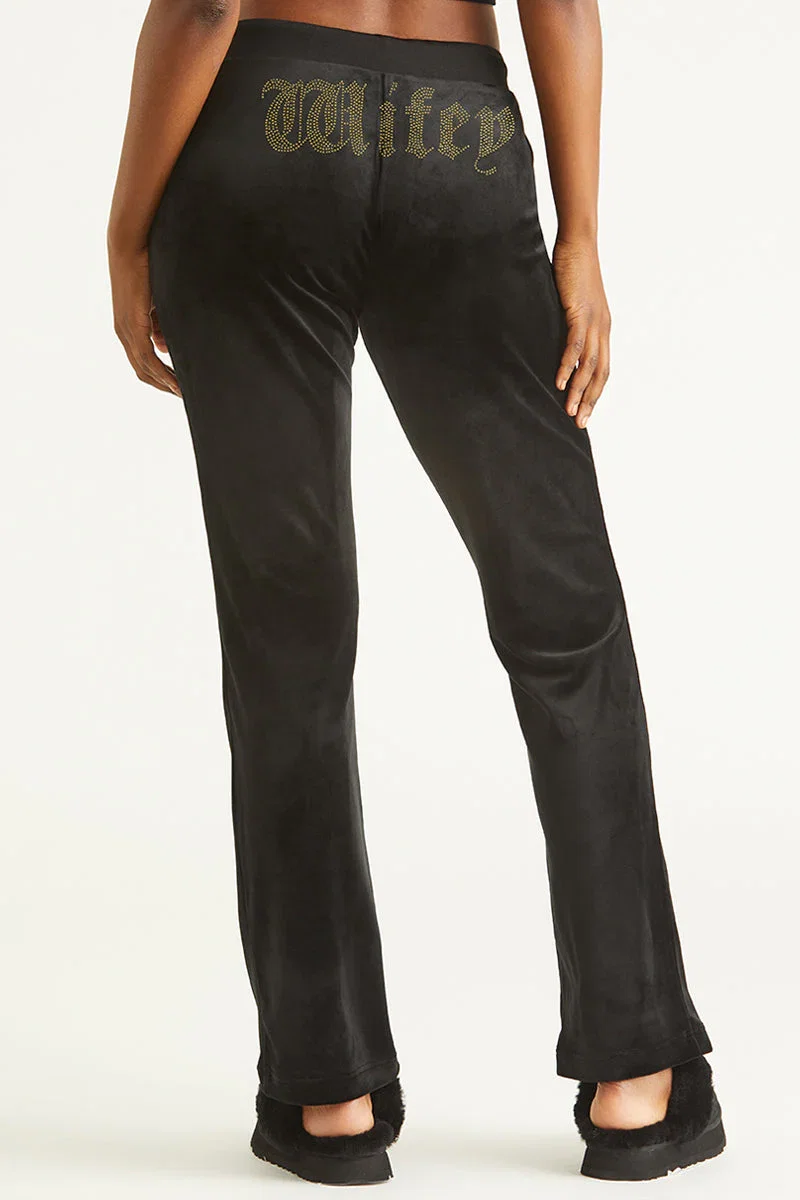 Image of Wifey Customizable Big Bling Velour Track Pants