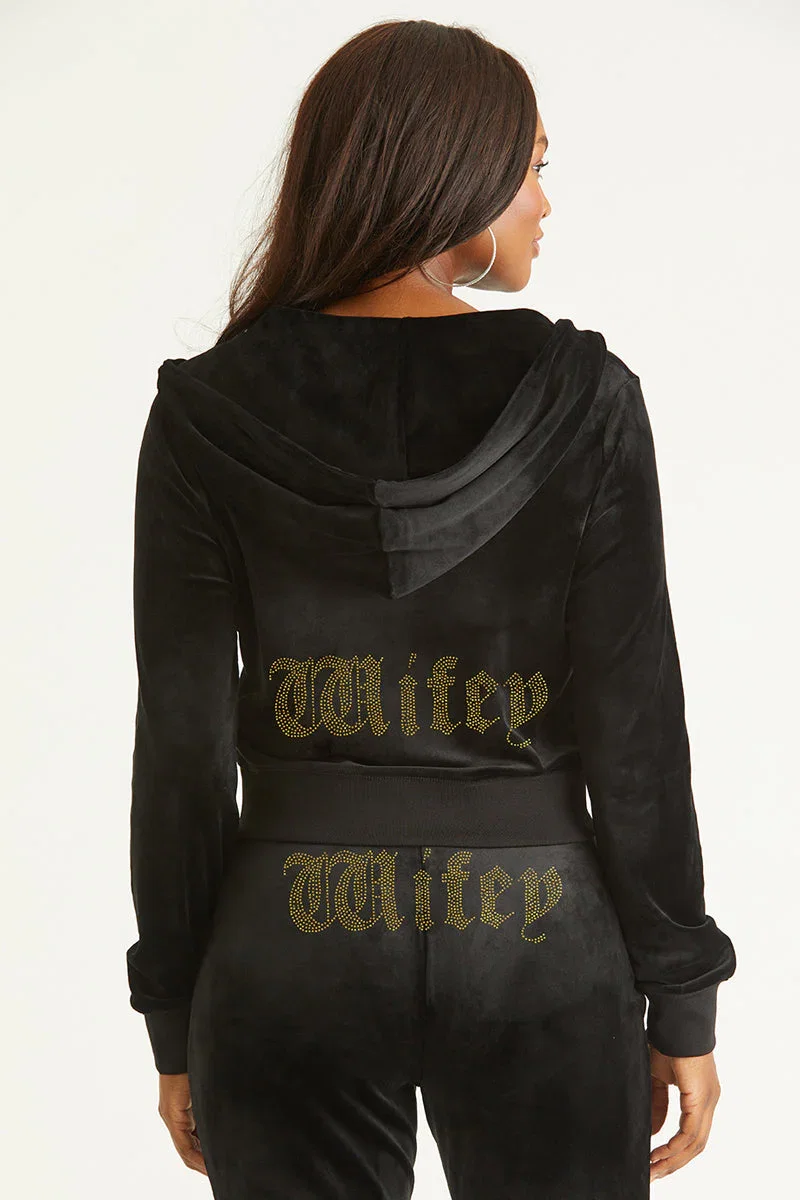 Image of Wifey Customizable Big Bling Velour Hoodie
