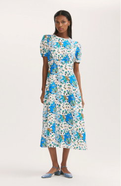 Lili Blue Floral Midi Tea Dress