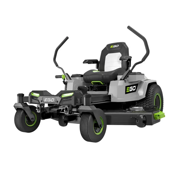 Green and gray EGO zero turn riding mower