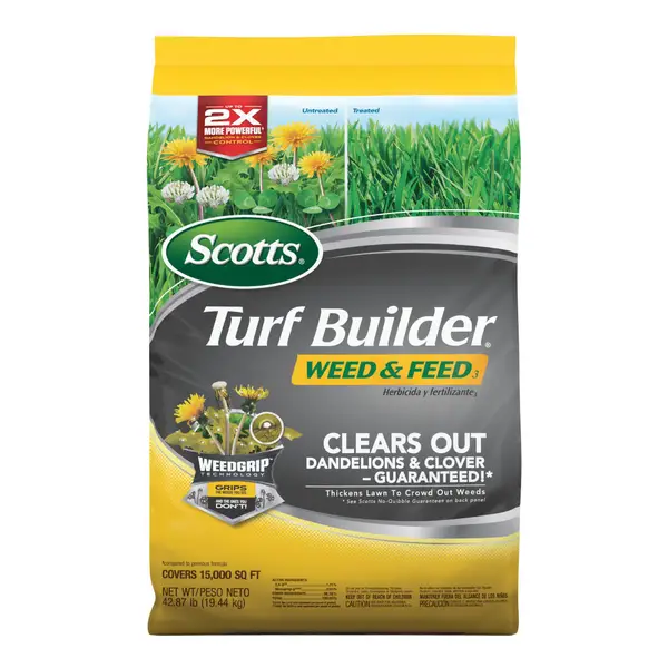 Yellow bag of Scotts Weed and Feed