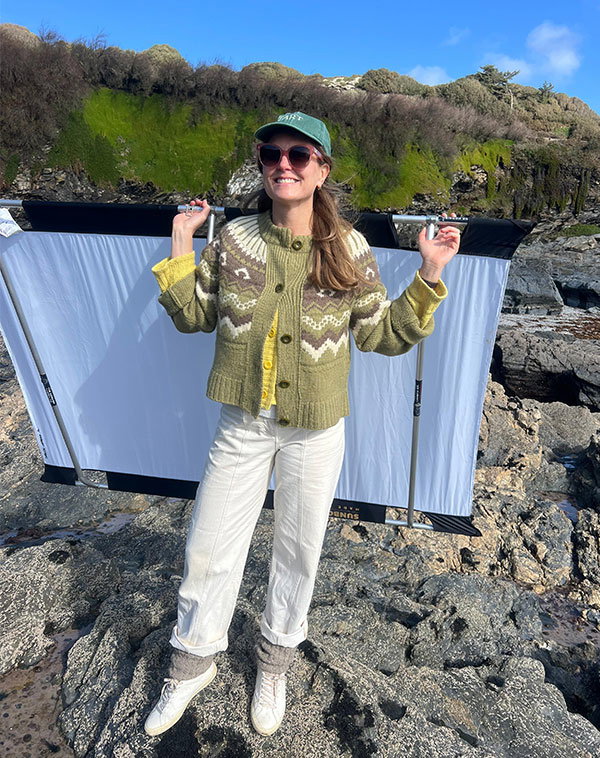 Fleetwood Cardigan in Moss with Ecru & Peat