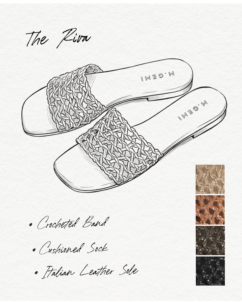 Crocheted band | Cushioned sock | Italian leather sole