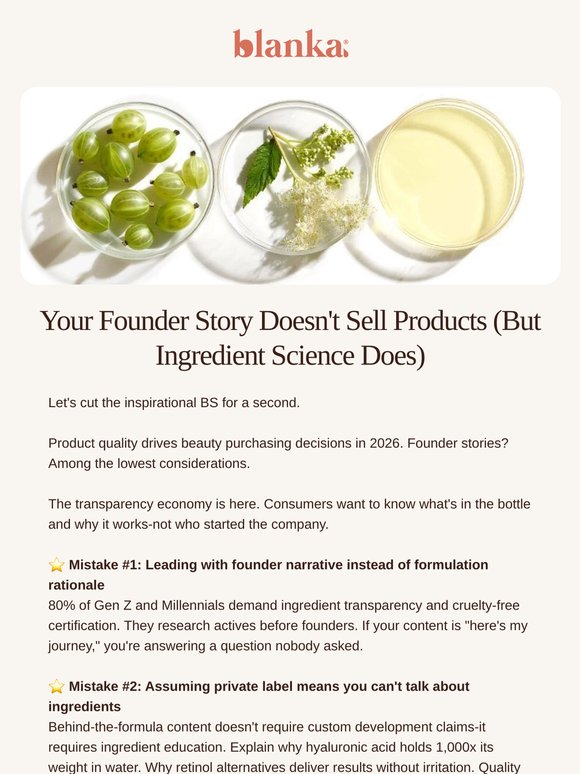 Your Founder Story Doesn't Sell Products (But Ingredient Science Does)
