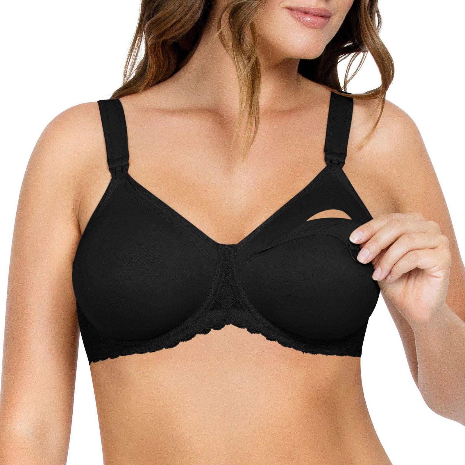 Image of PARFAIT Leila NB502 Women's Full Figure Underwire Maternity Seamless Cup Nursing Bra Style - Black
