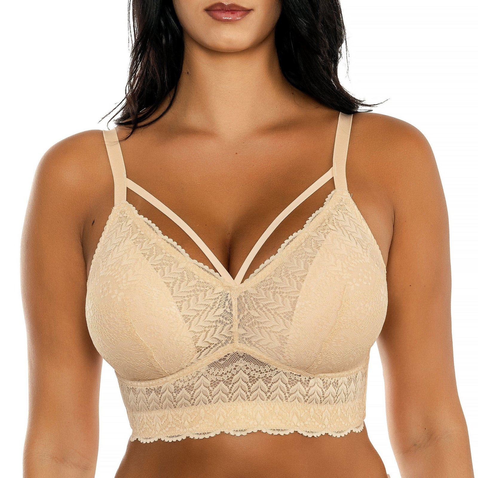 Image of PARFAIT Mia Lace P5951 Women's Full Busted Lightly Padded Wire Free Bra - Bare
