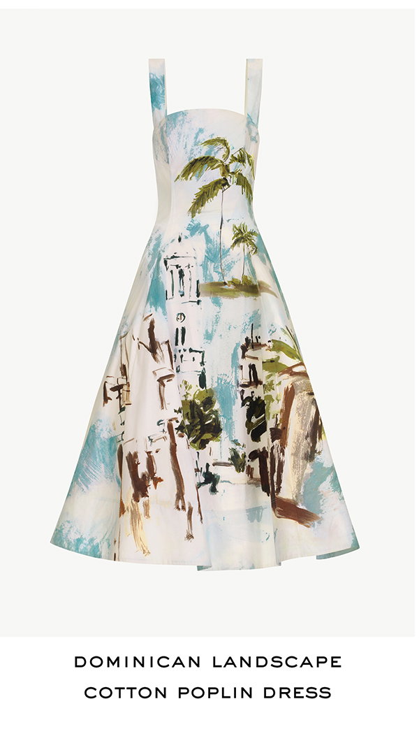 Dominican Landscape Cotton Poplin Sleeveless Dress