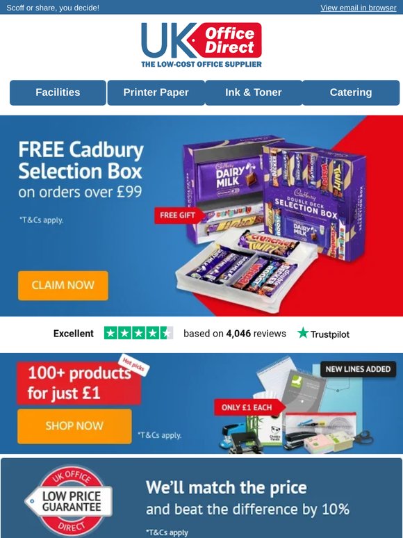 Enjoy a Cadbury Selection Box with your next order, — 🍫