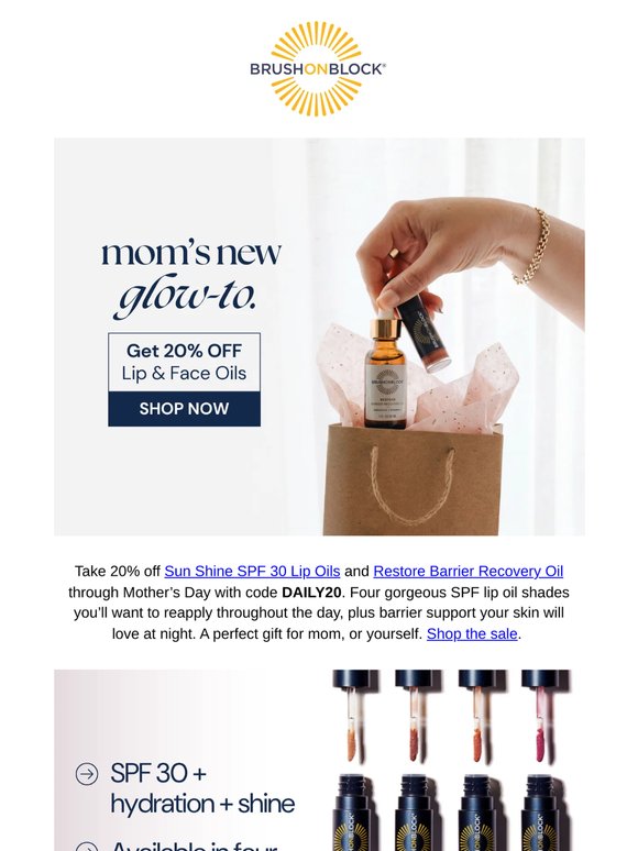20% off Mom’s new glow-to