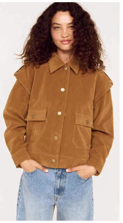 Relaxed Fit Faux Suede Jacket