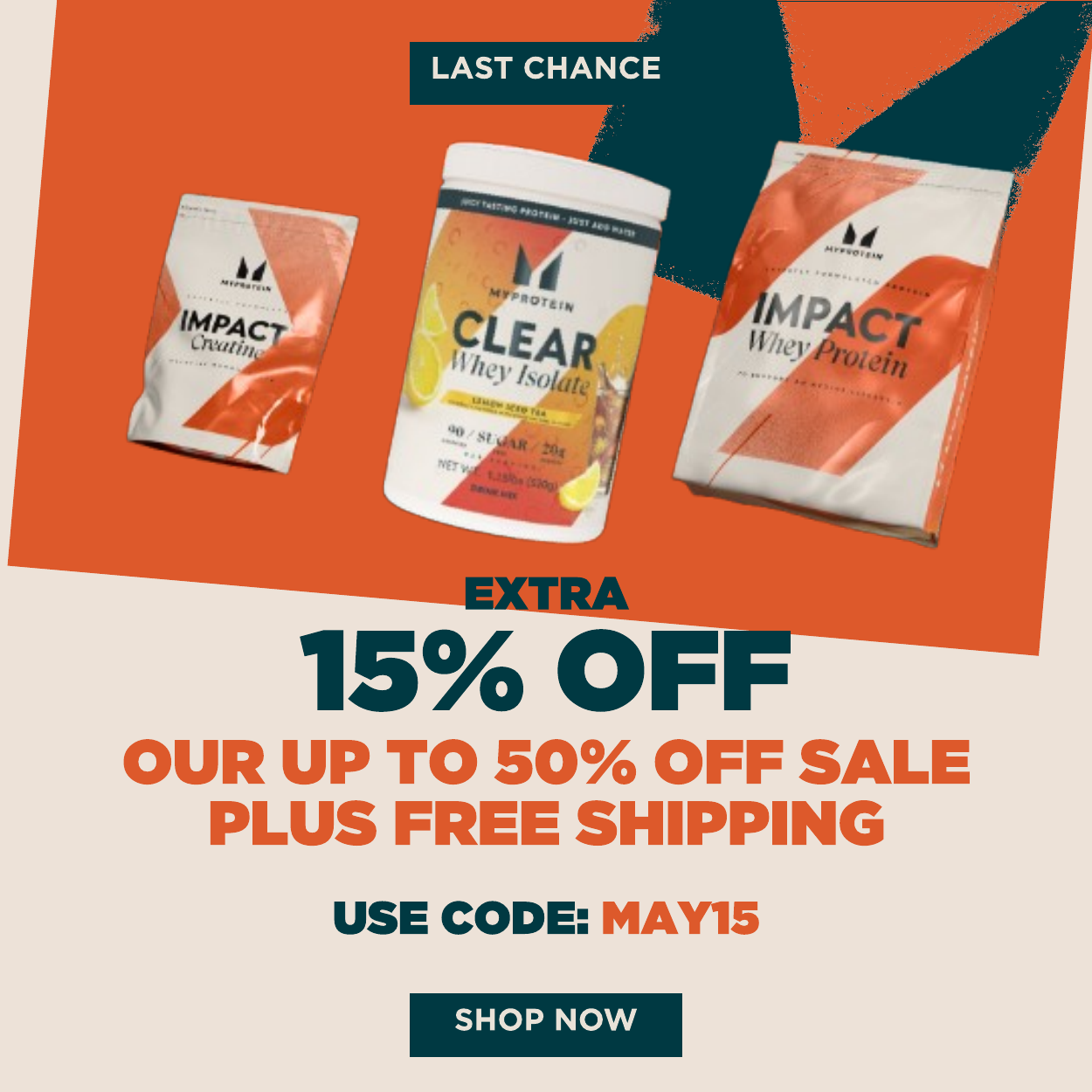 Extra 15% off plus free shipping in the up to 60% off sale