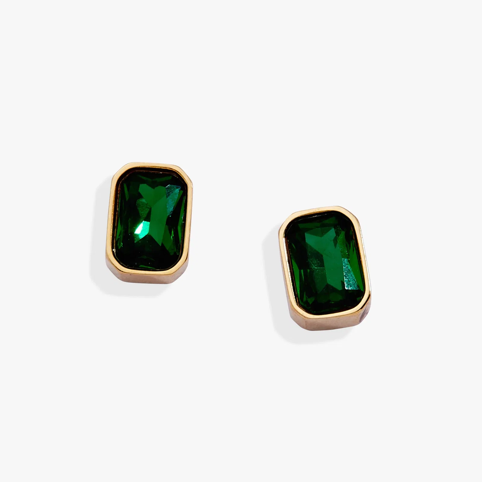 Image of May Emerald-cut Birthstone Stud Earrings