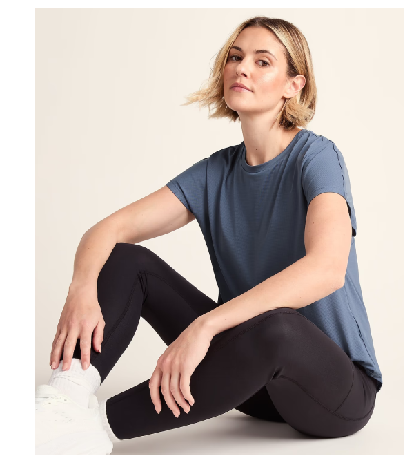Skyla Womens Short Sleeve Performance Top - Smokey Blue