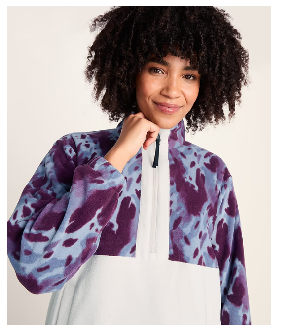 Eden Womens Relaxed Fit Microfleece Zip Neck - Smokey Blue Print