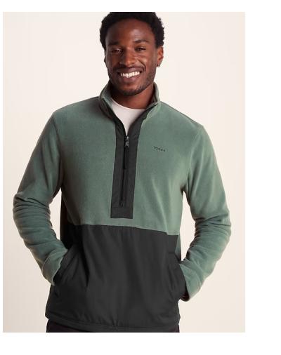 Dowson Mens Relaxed Fit Microfleece Zip Neck - Black/Light Forest