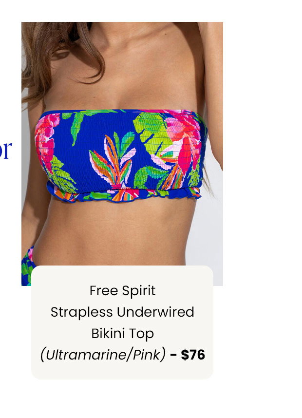 Free Spirit Strapless Underwired Bikini Top - Ultramarine/Pink