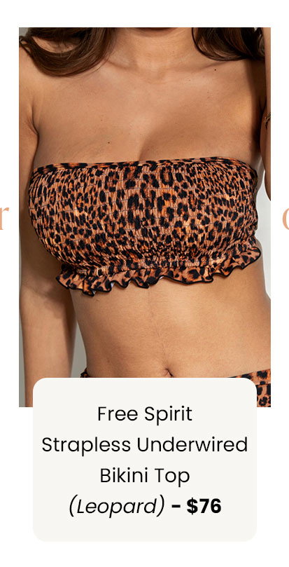 Free Spirit Strapless Underwired Bikini Top - Leopard