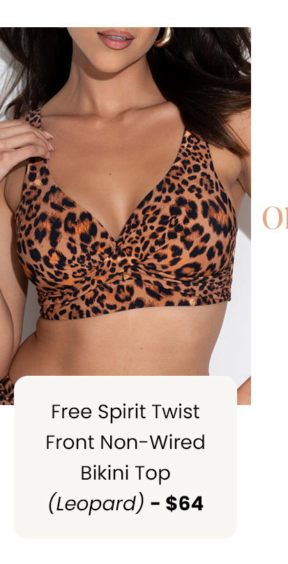 Free Spirit Twist Front Non-Wired Bikini Top - Leopard