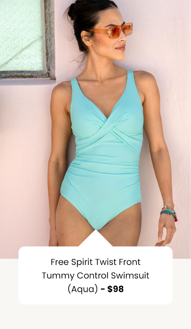 Free Spirit Twist Front Tummy Control Swimsuit - Aqua