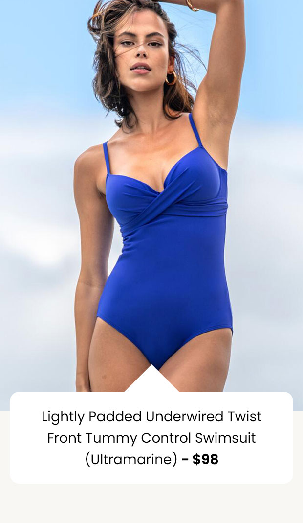 Free Spirit Lightly Padded Underwired Twist Front Tummy Control Swimsuit - Ultramarine