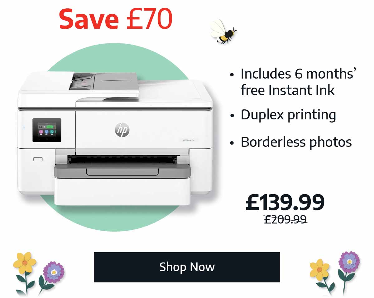 HP OfficeJet Pro 9720e A3 Printer - Now £139.99, Was £209.99 - Save £70. Includes 6 months' free Instant Ink, Duplex printing, Borderless photos