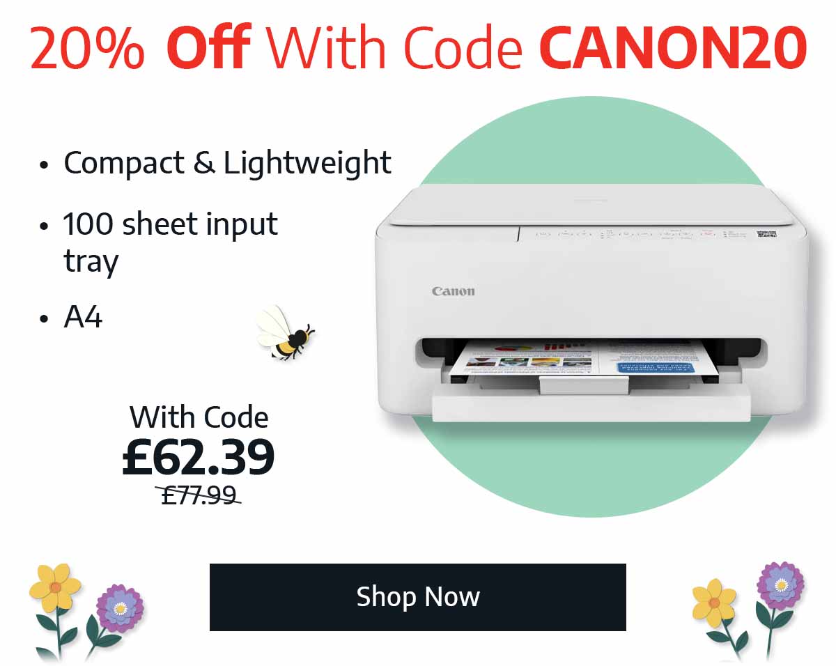 Canon PIXMA TS4150i Printer - With Code £62.39, Was £77.99 - 20% off with code CANON20. Compact & Lightweight. 100 sheet input tray