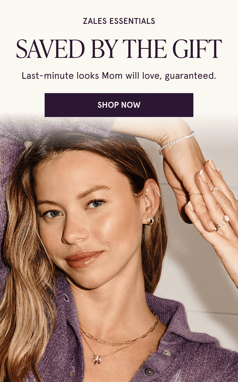 Model in gold & diamond jewelry. Saved by the gift.  Last-minute looks Mom will love. Click here to shop now