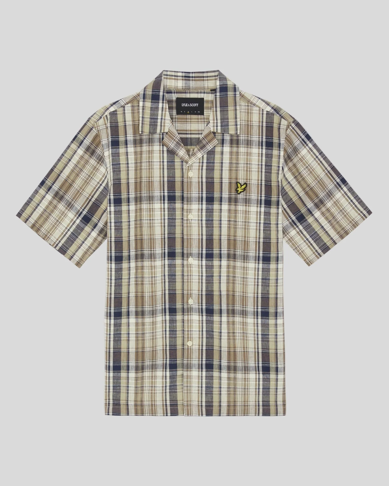 Short Sleeve Linen Blend Check Shirt