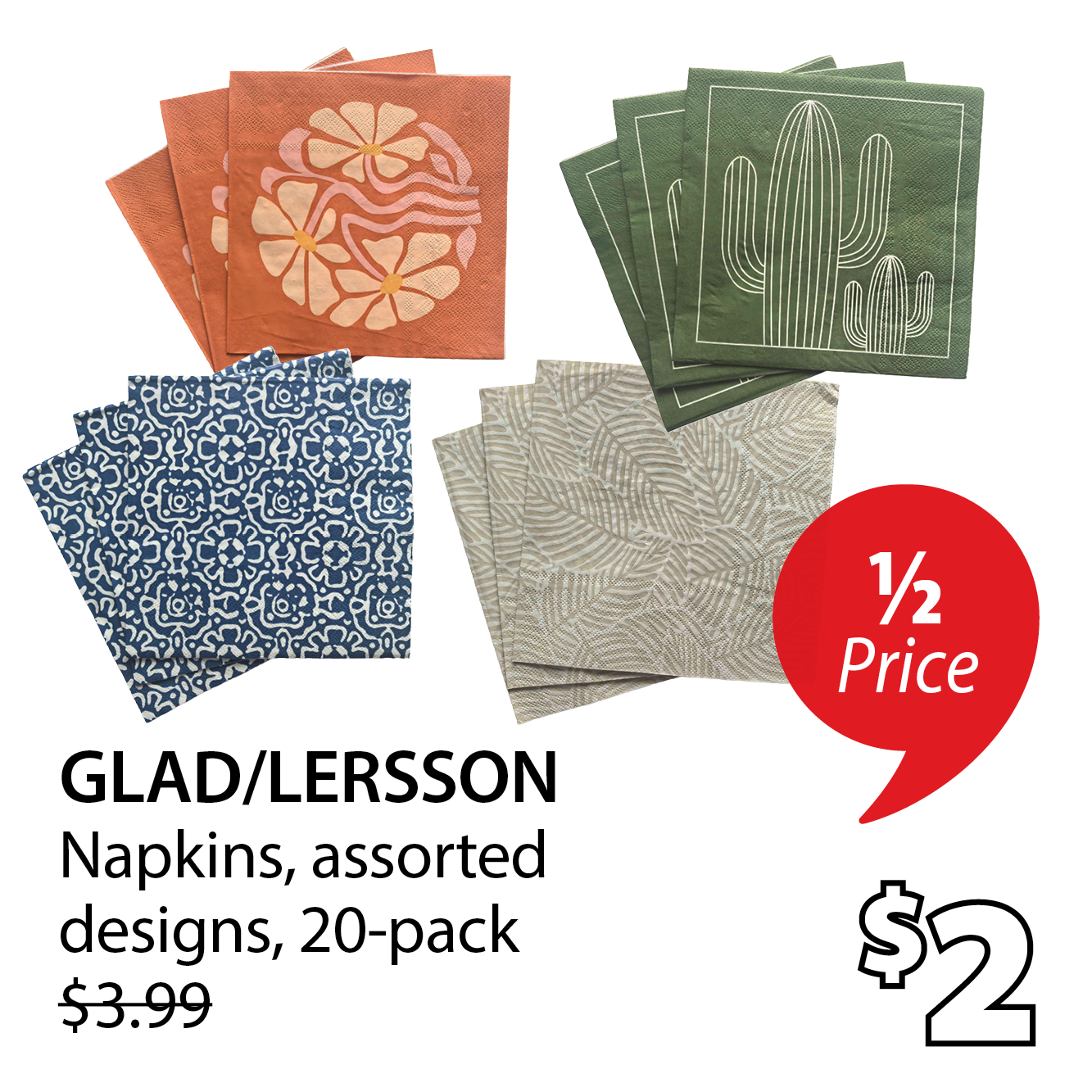 GLAD/LERSSON Napkins | 1/2 Price