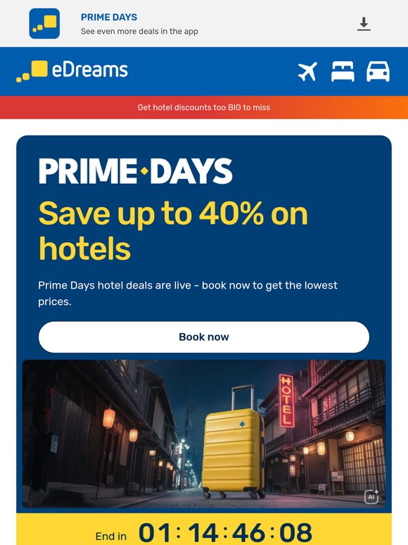 💥 Prime Days: Up to 40% off hotels