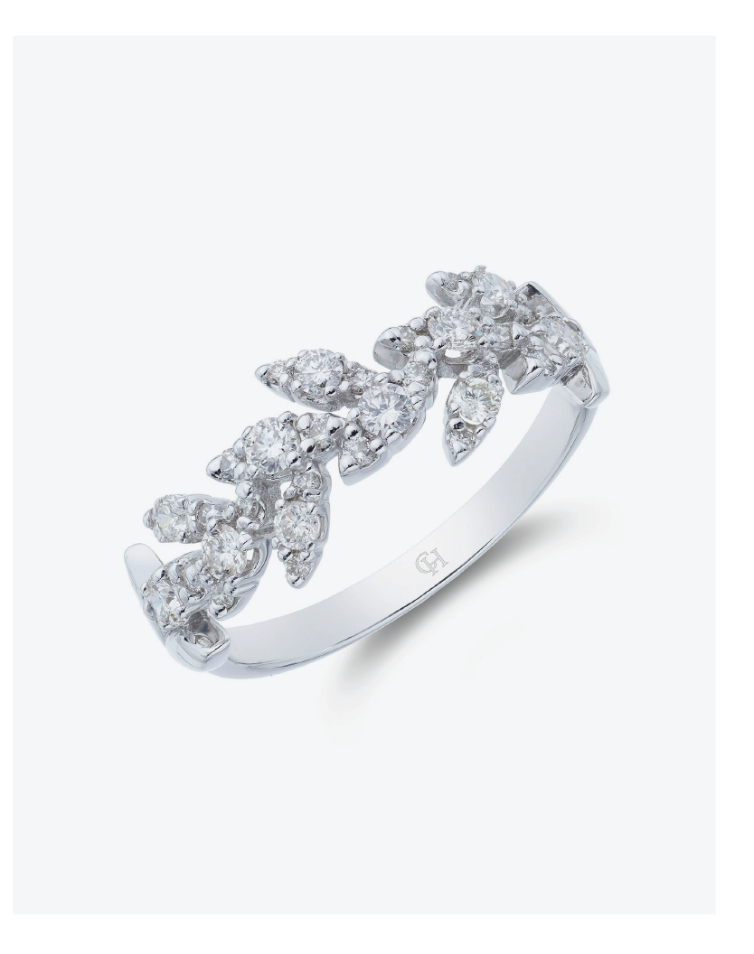 1857 9ct White Gold Brilliant Cut 0.45ct Diamond Fancy Band