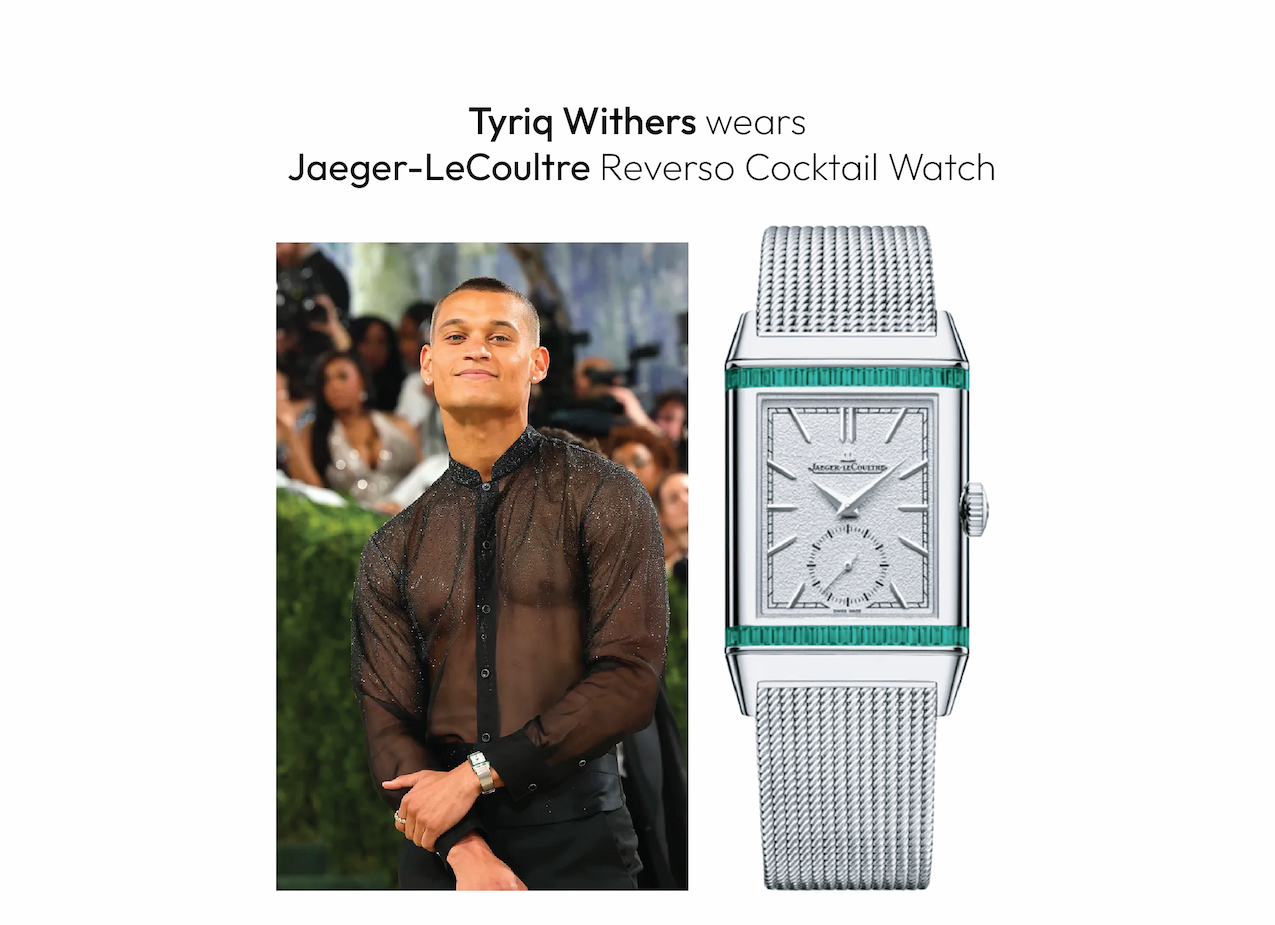 Tyriq Withers wears Jeager-LeCoultre Reverso Cocktail Watch