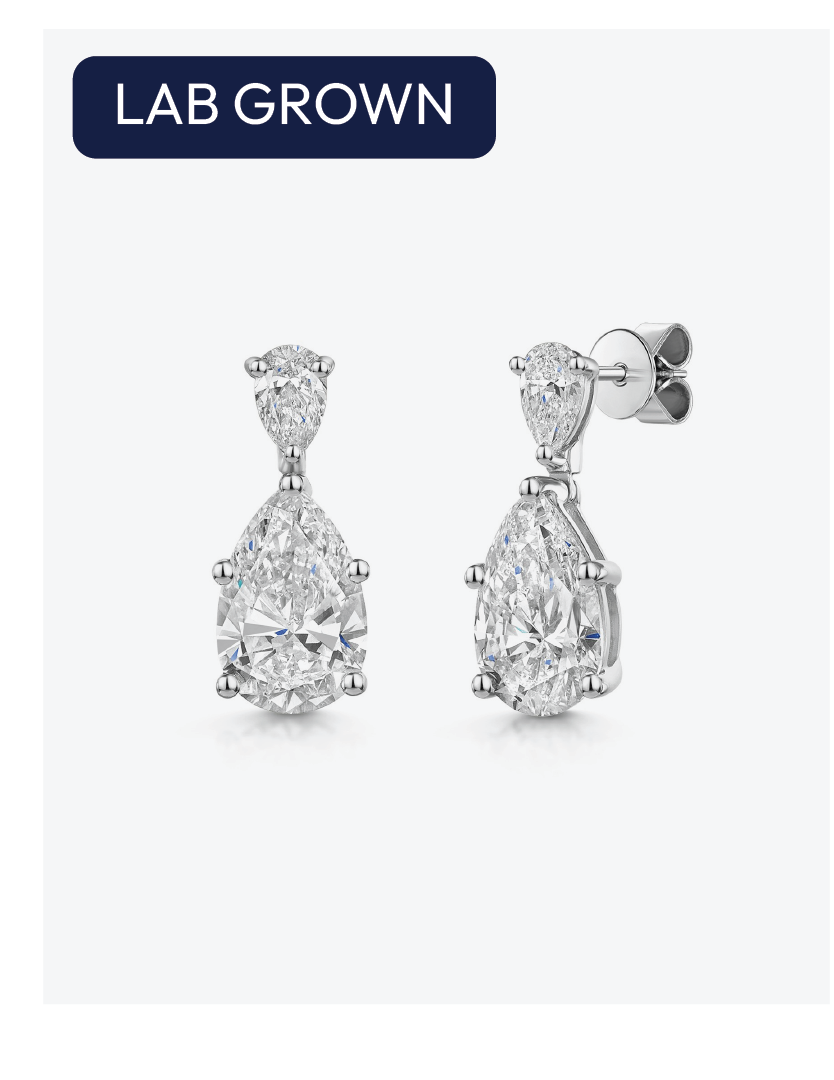 18ct White Gold 4.50ct Lab Grown Pear Cut Diamond Drop Earrings