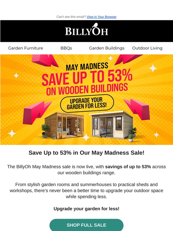 BillyOh May Madness – Save Up to 53% Today