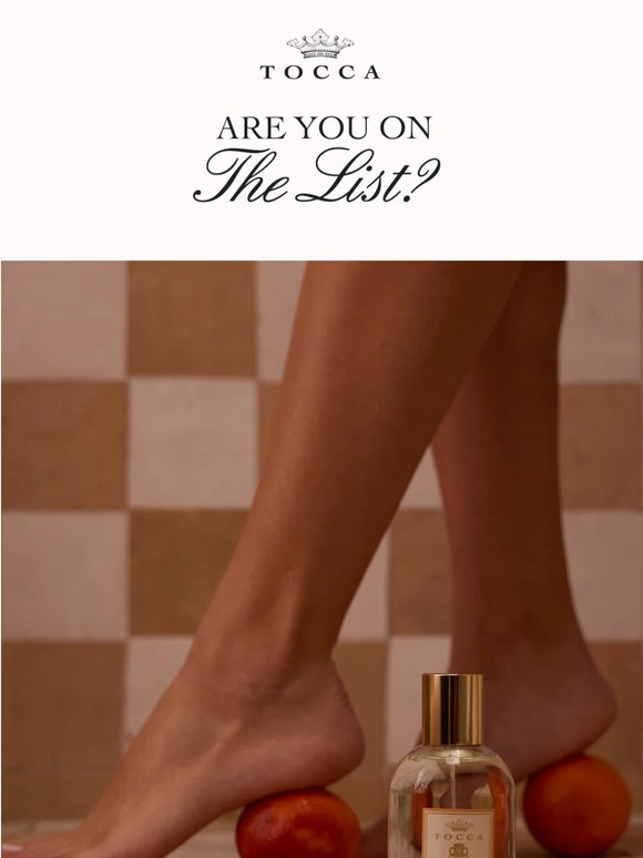 Your invitation to join TOCCA's VIP list