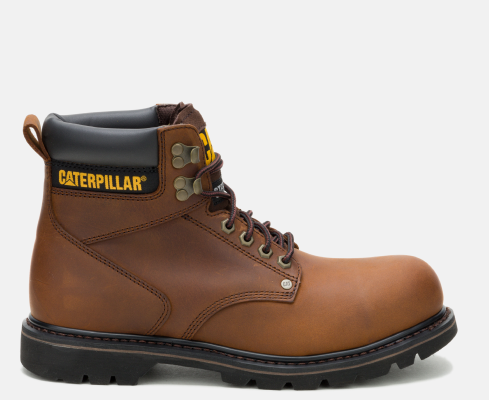 CAT Footwear - Men's Second Shift Steel Toe Work Boot - Dark Brown colorway.