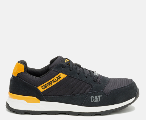 CAT Footwear - Men's Venward Composite Toe Work Shoe - Black/Cat Yellow colorway.